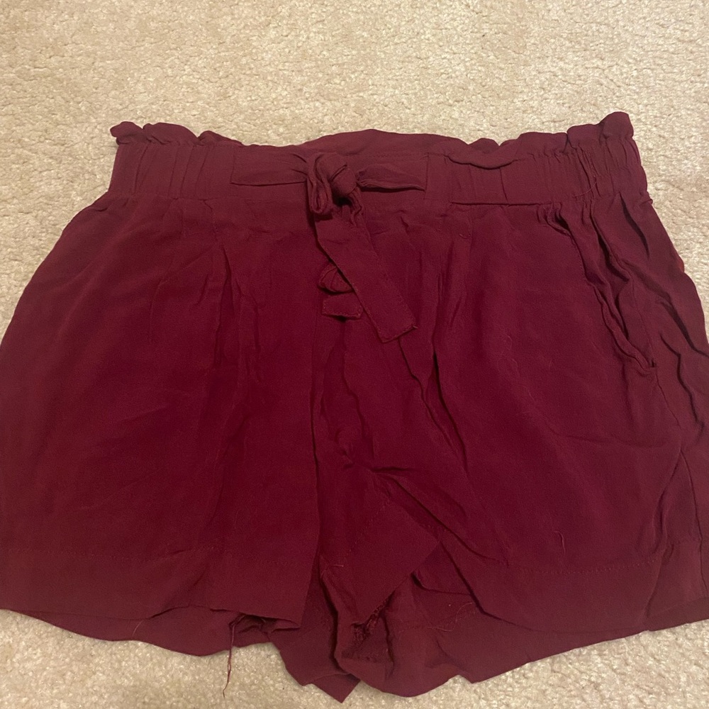 Maroon paper bag pants